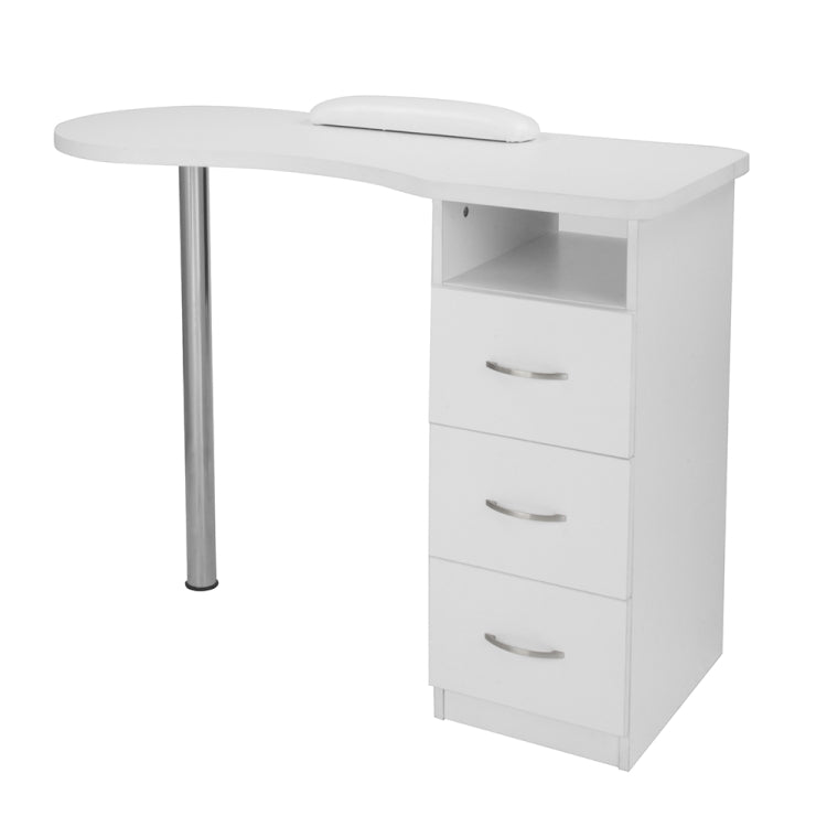 [US Warehouse] Household Office Stainless Steel Computer Desk Nail Table with Hand Pillow & Drawer (White)