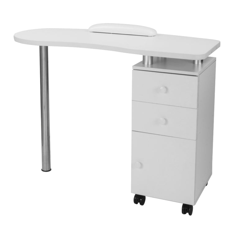 [US Warehouse] Household Office Movable Stainless Steel Computer Desk Nail Table with Hand Pillow & Drawer (White)
