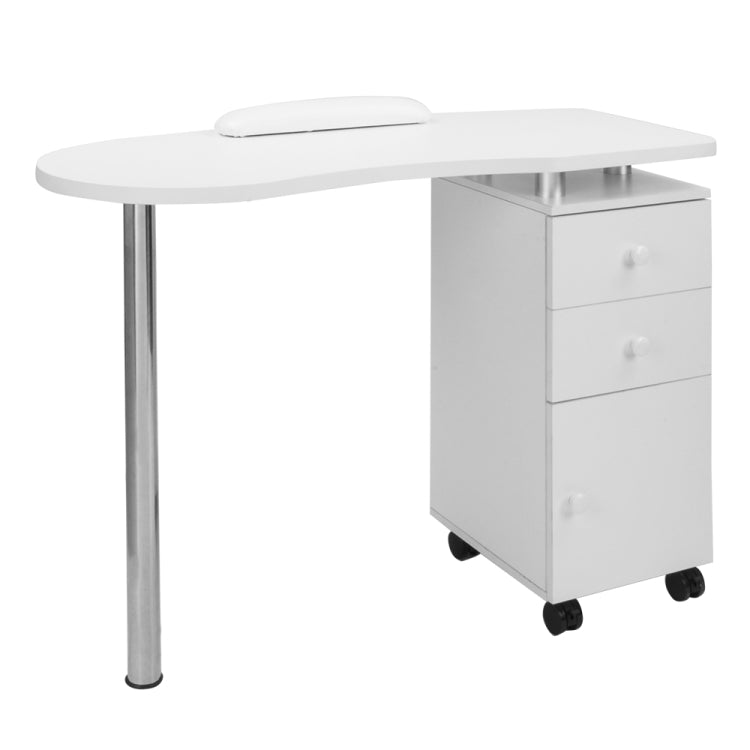 [US Warehouse] Household Office Movable Stainless Steel Computer Desk Nail Table with Hand Pillow & Drawer (White)