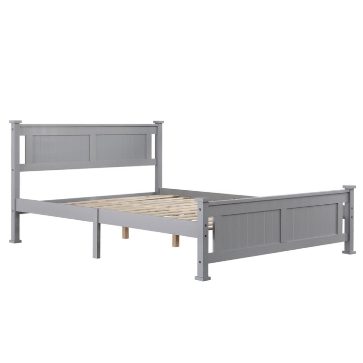 [US Warehouse] N101 Single Layer Vertical Pattern Decorative Core Pine Queen Board Bed (Grey)