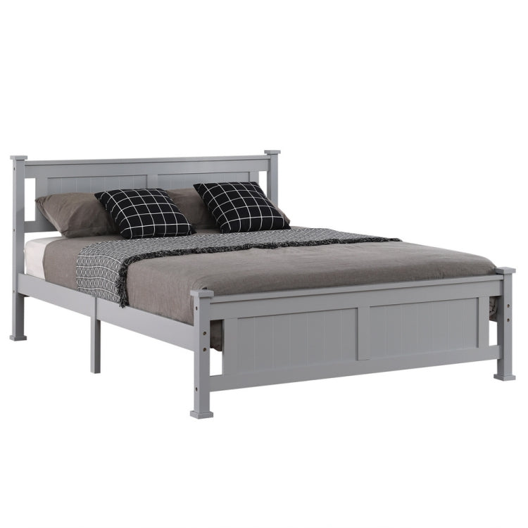 [US Warehouse] N101 Single Layer Vertical Pattern Decorative Core Pine Queen Board Bed (Grey)