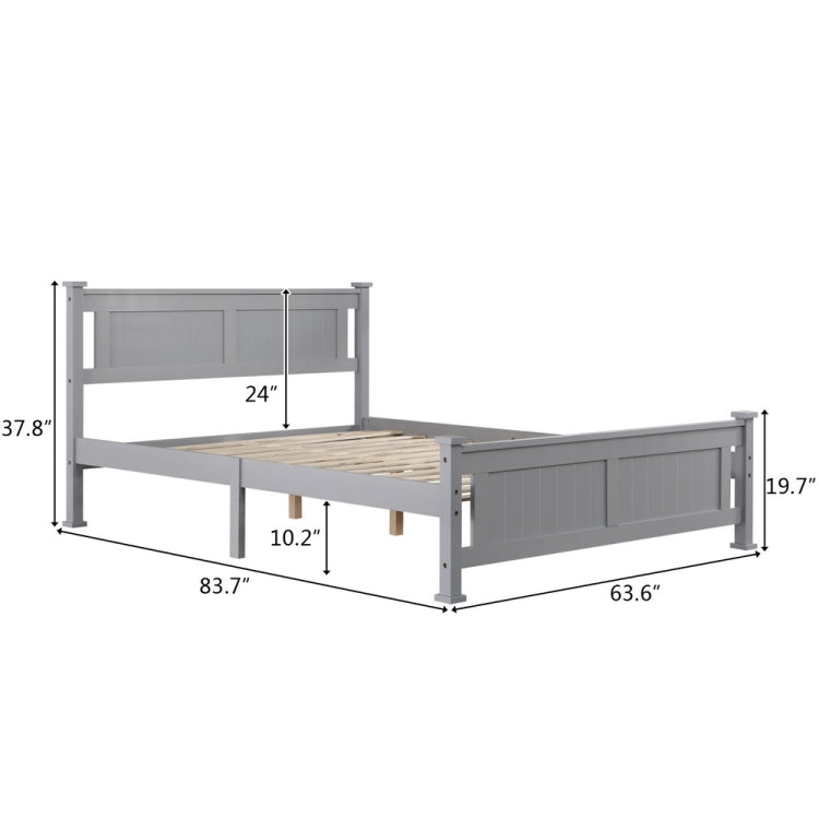 [US Warehouse] N101 Single Layer Vertical Pattern Decorative Core Pine Queen Board Bed (Grey)