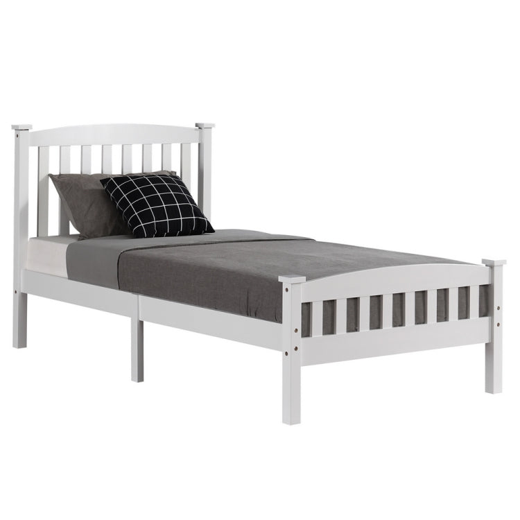 [US Warehouse] N101 Single Layer Vertical Board Pine Twin Board Bed (White)