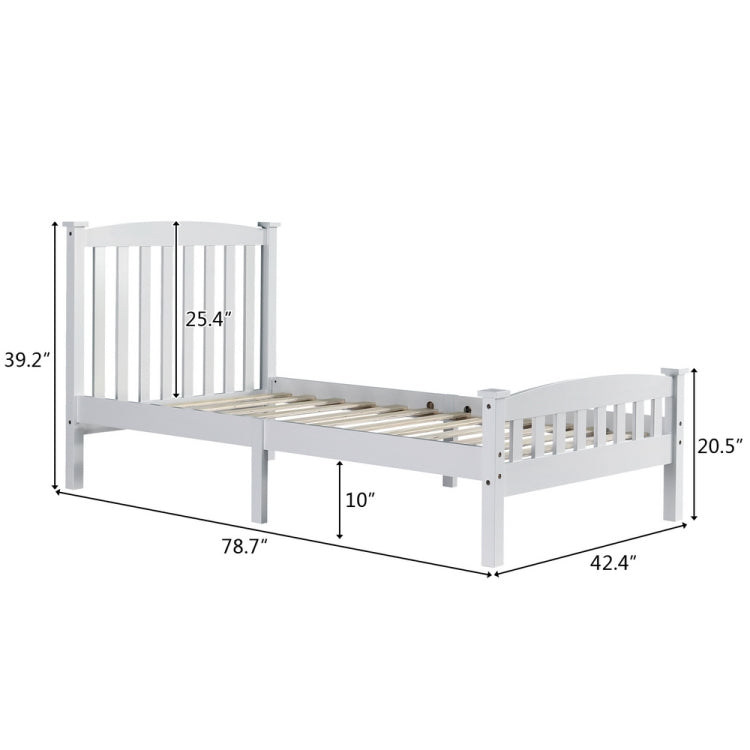 [US Warehouse] N101 Single Layer Vertical Board Pine Twin Board Bed (White)