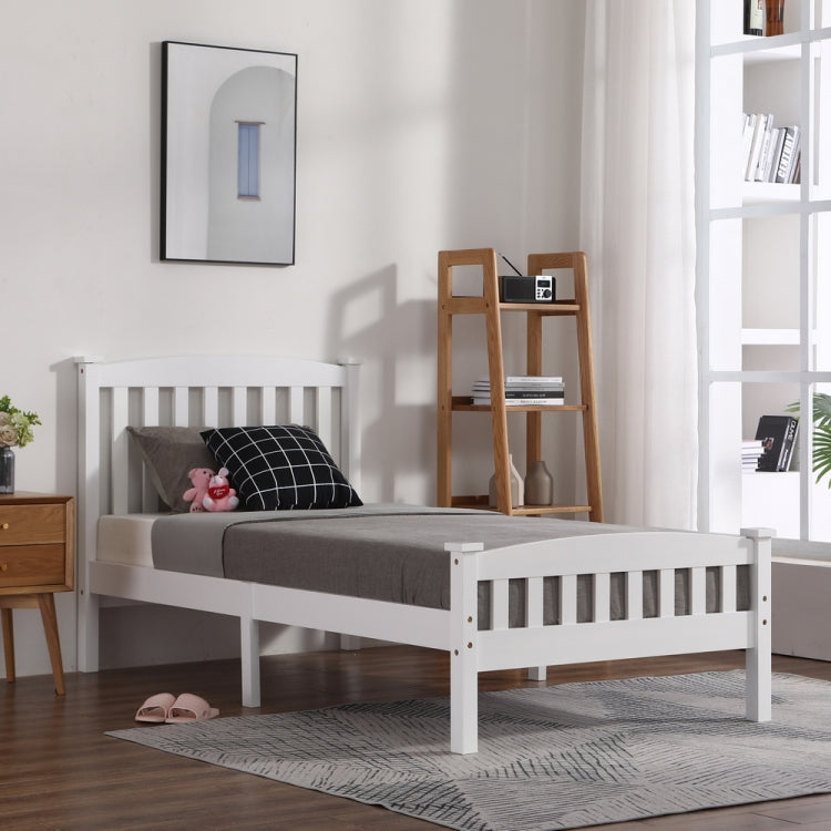 [US Warehouse] N101 Single Layer Vertical Board Pine Twin Board Bed (White)