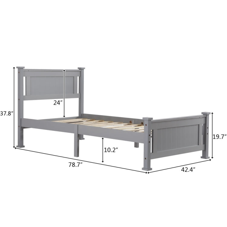 [US Warehouse] N101 Single Layer Vertical Pattern Decorative Core Pine Twin Board Bed (Grey)