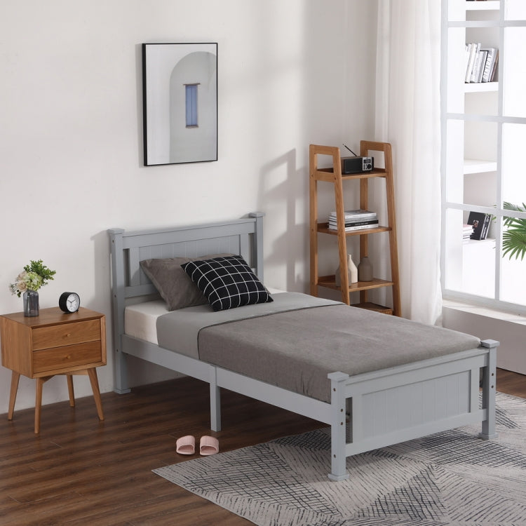 [US Warehouse] N101 Single Layer Vertical Pattern Decorative Core Pine Twin Board Bed (Grey)