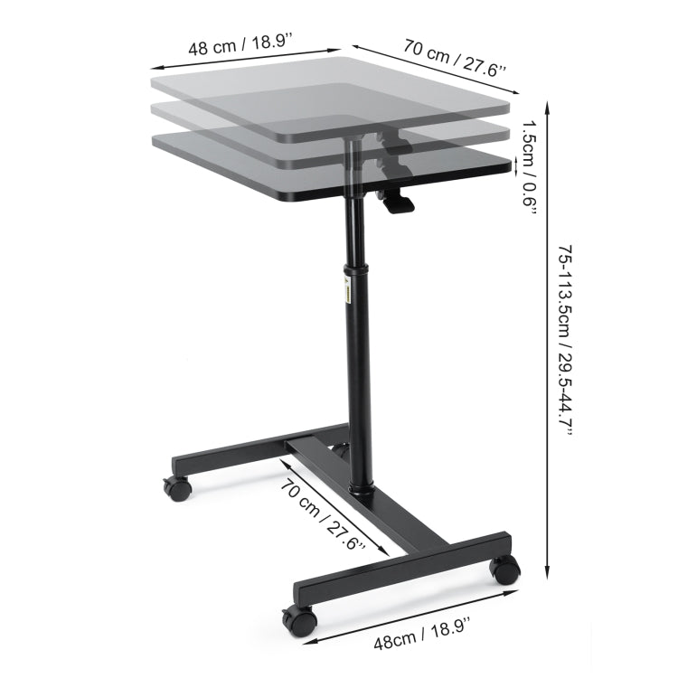 [US Warehouse] Ergonomic Design Home Office Adjustable Height Movable Laptop Desk Writing Table (Black)