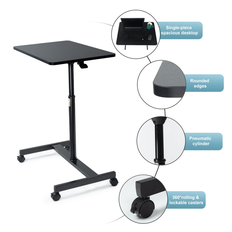 [US Warehouse] Ergonomic Design Home Office Adjustable Height Movable Laptop Desk Writing Table (Black)