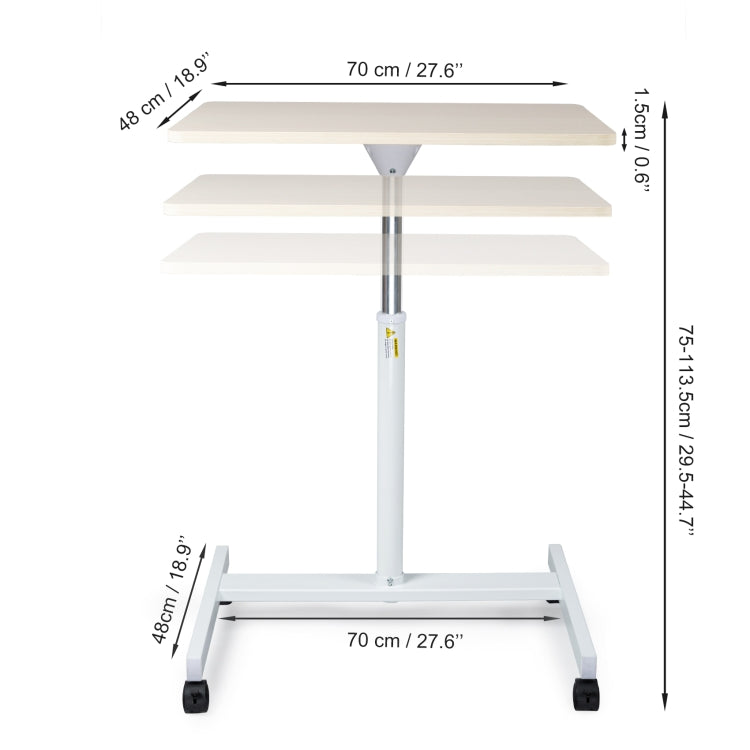 [US Warehouse] Ergonomic Design Home Office Adjustable Height Movable Laptop Desk Writing Table (White)