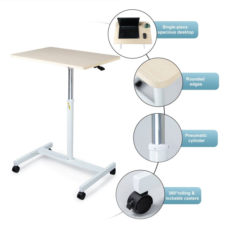 [US Warehouse] Ergonomic Design Home Office Adjustable Height Movable Laptop Desk Writing Table (White)
