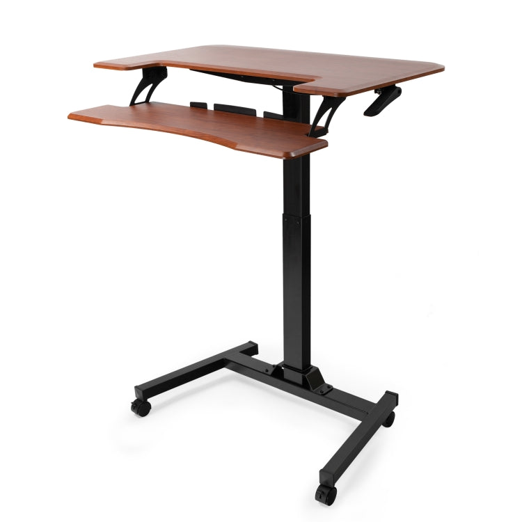 [US Warehouse] Home Office Adjustable Height Movable Laptop Desk Writing Table with Keyboard Holder (Walnut)
