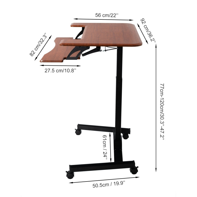 [US Warehouse] Home Office Adjustable Height Movable Laptop Desk Writing Table with Keyboard Holder (Walnut)