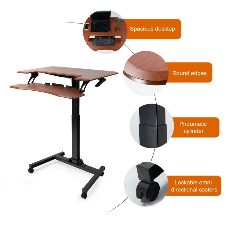 [US Warehouse] Home Office Adjustable Height Movable Laptop Desk Writing Table with Keyboard Holder (Walnut)