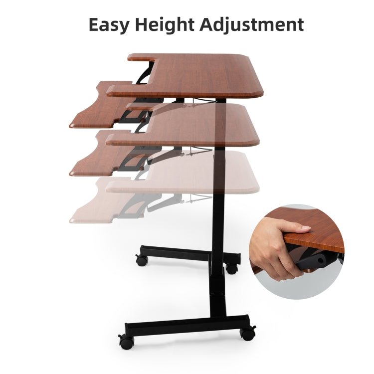 [US Warehouse] Home Office Adjustable Height Movable Laptop Desk Writing Table with Keyboard Holder (Walnut)