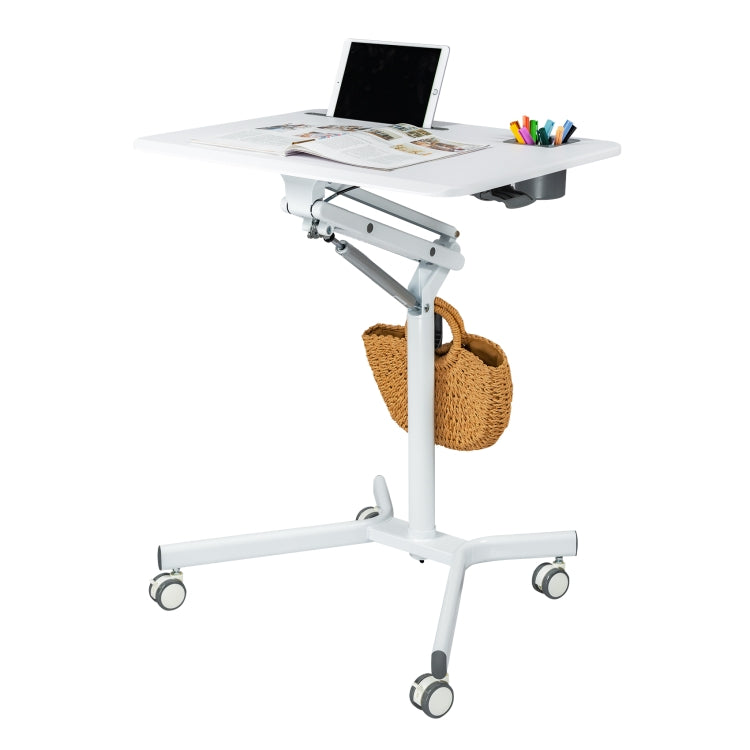 [US Warehouse] Modern Style Home Office Adjustable Height Laptop Desk Writing Table (White)