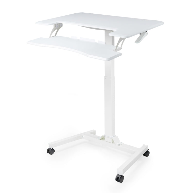 [US Warehouse] Home Office Adjustable Height Movable Laptop Desk Writing Table with Keyboard Holder (White)
