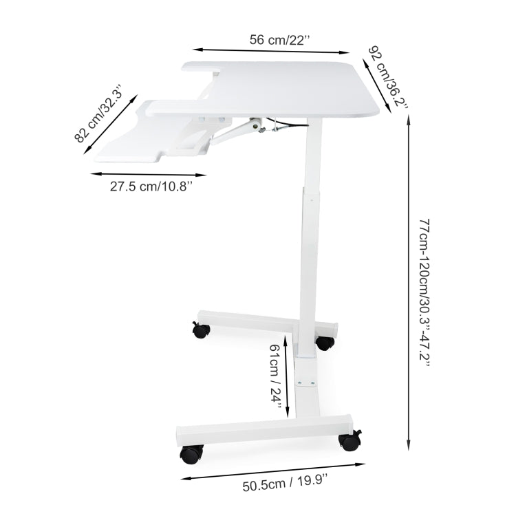[US Warehouse] Home Office Adjustable Height Movable Laptop Desk Writing Table with Keyboard Holder (White)