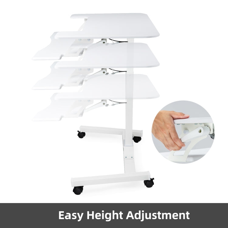 [US Warehouse] Home Office Adjustable Height Movable Laptop Desk Writing Table with Keyboard Holder (White)