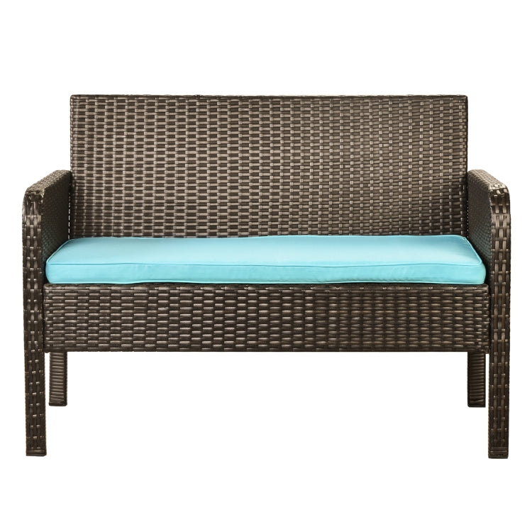[US Warehouse] 4 PCS / Set Outdoor Rattan Table Sofa Seating Furniture Set