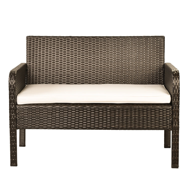 [US Warehouse] 4 PCS / Set Outdoor Rattan Table Sofa Seating Furniture Set