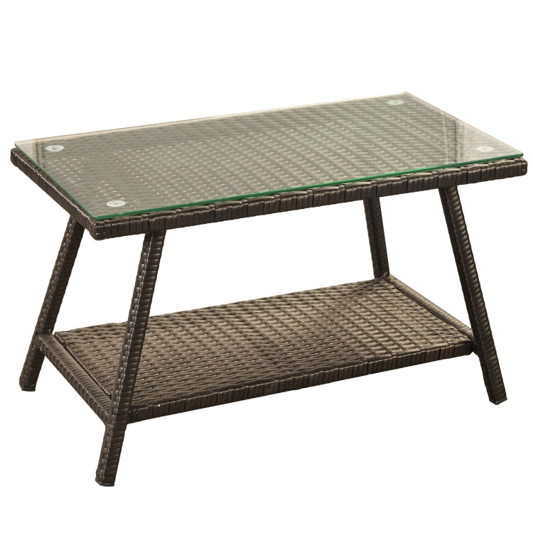 [US Warehouse] 4 PCS / Set Outdoor Rattan Table Sofa Seating Furniture Set