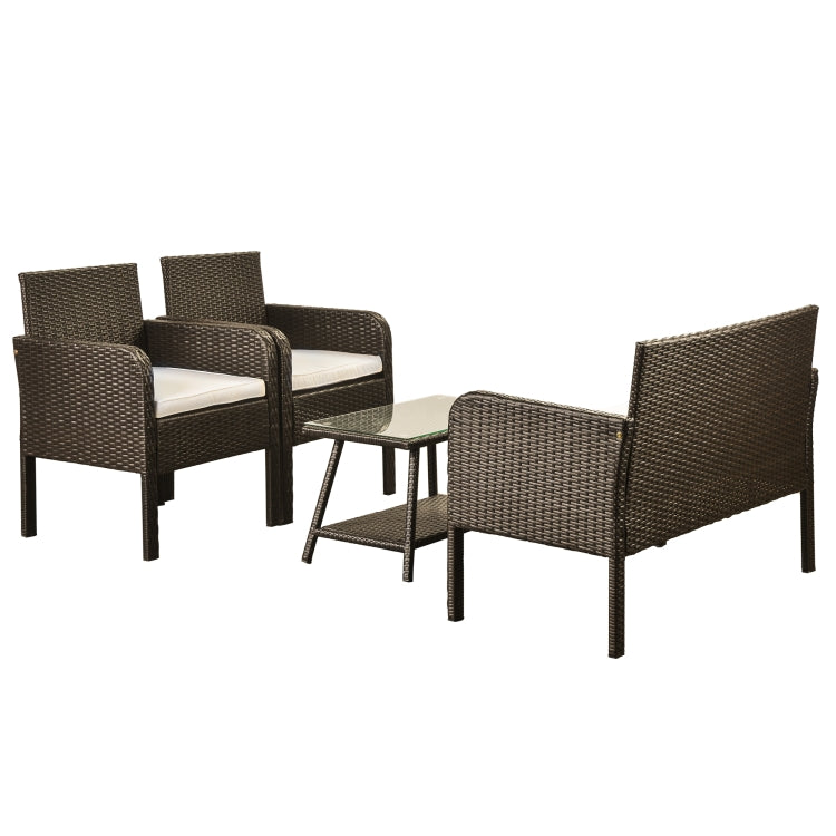 [US Warehouse] 4 PCS / Set Outdoor Rattan Table Sofa Seating Furniture Set