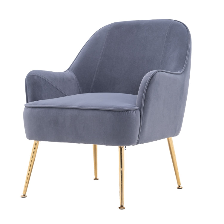 [US Warehouse] Modern Simple Fashion Velvet Chair with Gold Metal Legs (Grey)