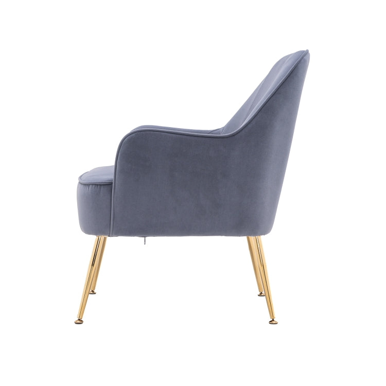 [US Warehouse] Modern Simple Fashion Velvet Chair with Gold Metal Legs (Grey)