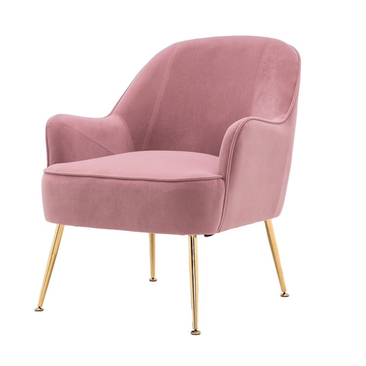 [US Warehouse] Modern Simple Fashion Velvet Chair with Gold Metal Legs (Pink)