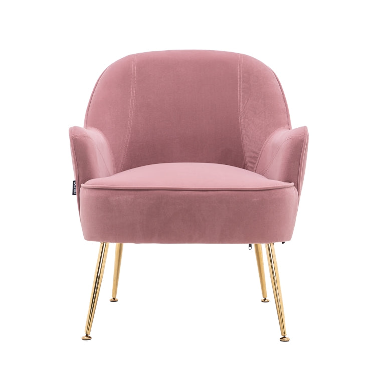 [US Warehouse] Modern Simple Fashion Velvet Chair with Gold Metal Legs (Pink)