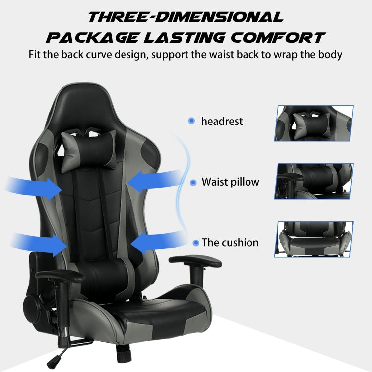 [US Warehouse] Ergonomics Games Gaming Chairs with Headrest & Lumbar Pillow, Size: 25.6x23.2x49.6-52.3 inch