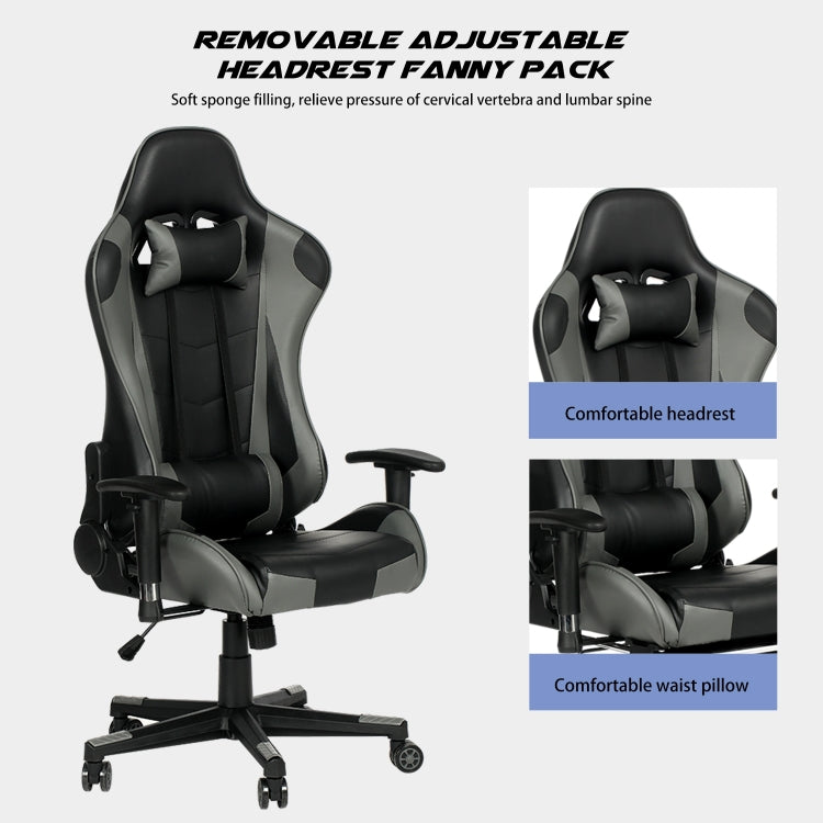 [US Warehouse] Ergonomics Games Gaming Chairs with Headrest & Lumbar Pillow, Size: 25.6x23.2x49.6-52.3 inch