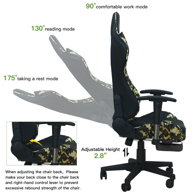 [US Warehouse] Ergonomics Games Gaming Chairs with Headrest & Lumbar Pillow & Footrest