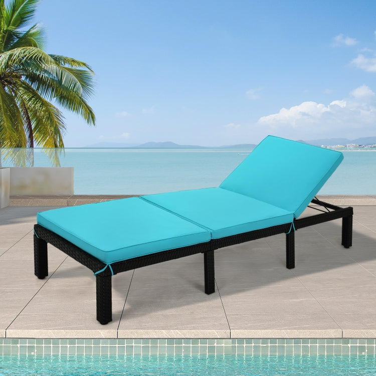 [US Warehouse] Outdoor Patio Adjustable PE Rattan Wicker Chaise Lounge Chair