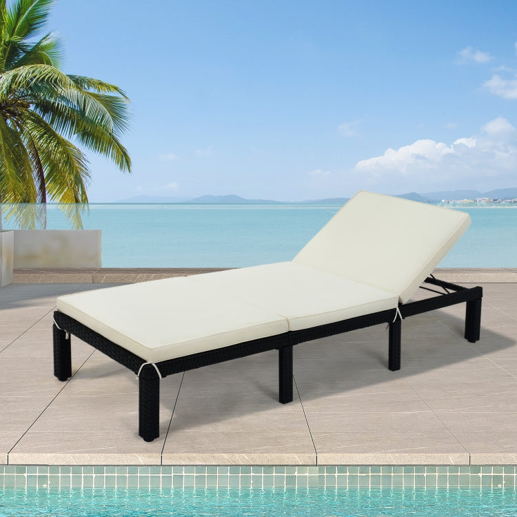 [US Warehouse] Outdoor Patio Adjustable PE Rattan Wicker Chaise Lounge Chair