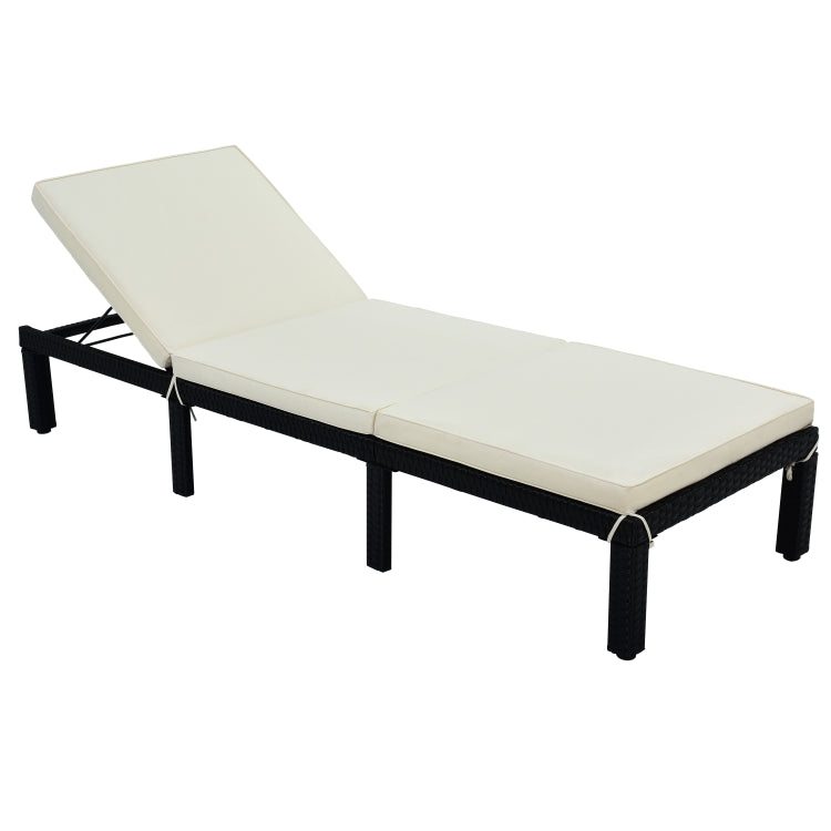 [US Warehouse] Outdoor Patio Adjustable PE Rattan Wicker Chaise Lounge Chair