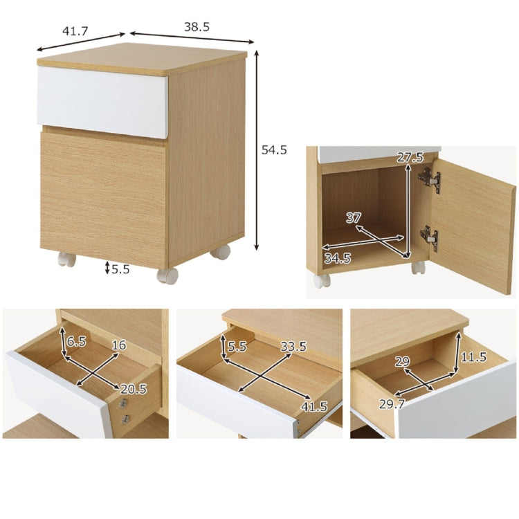 [JPN Warehouse] Study Desk with Drawers & Bookshelves & Movable Cabinets, Size: 94x94x55cm(Pink)