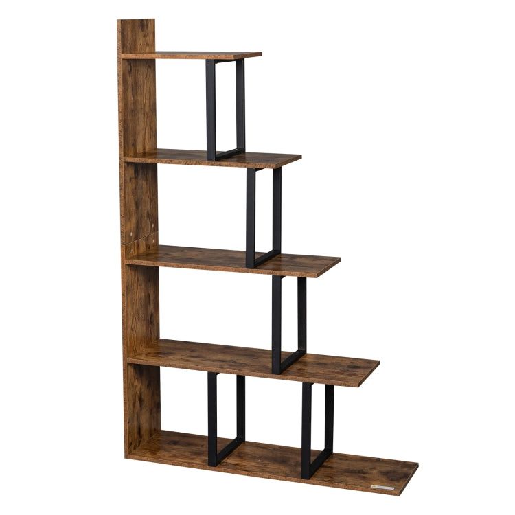 [US Warehouse] Industrial Vintage Freestanding Bookshelf with 5 Tier Display Shelf, Size: 88.01x30x159.99cm