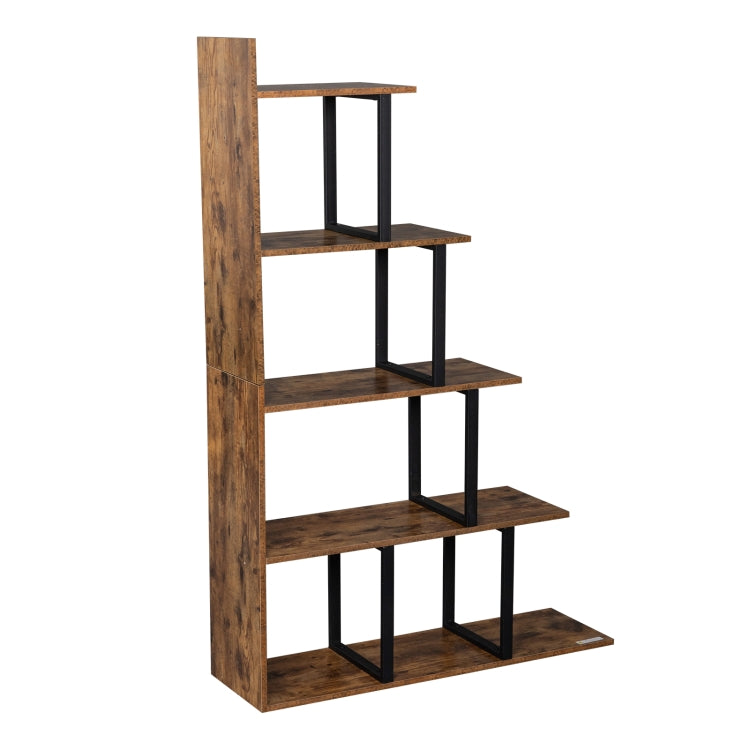 [US Warehouse] Industrial Vintage Freestanding Bookshelf with 5 Tier Display Shelf, Size: 88.01x30x159.99cm