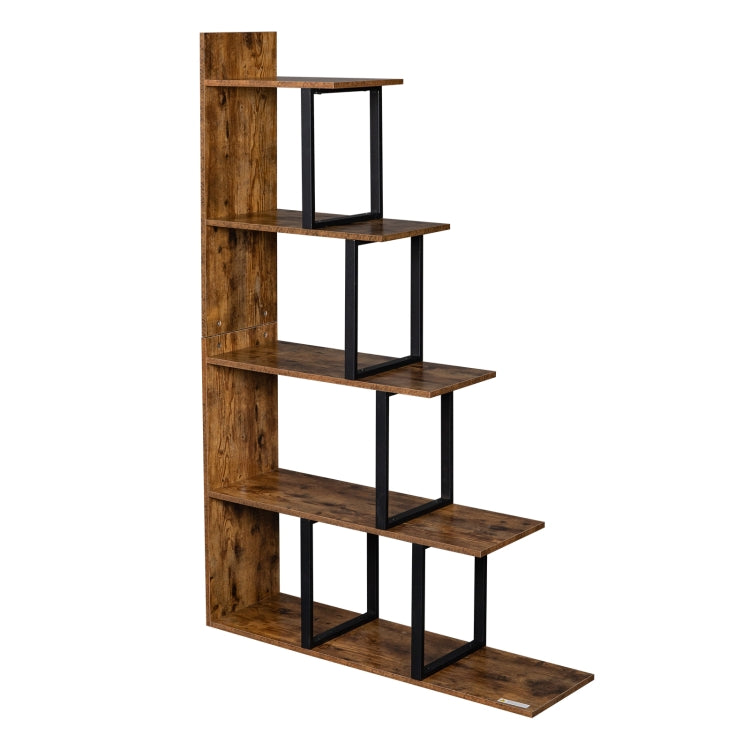 [US Warehouse] Industrial Vintage Freestanding Bookshelf with 5 Tier Display Shelf, Size: 88.01x30x159.99cm