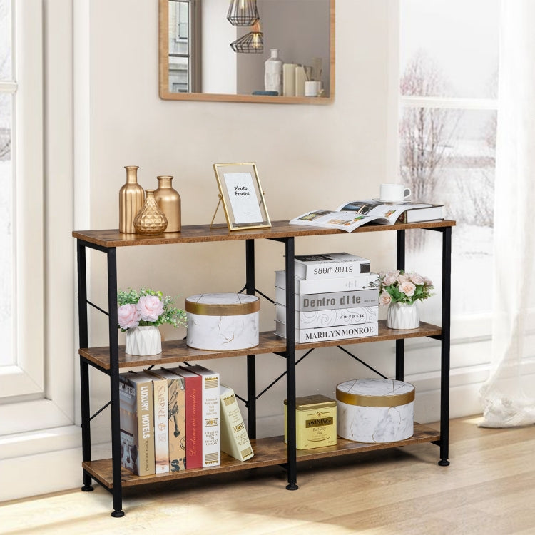 [US Warehouse] Vintage Industrial Style Sofa Table with 3-Tier Storage Shelf, Size: 113x30x76cm