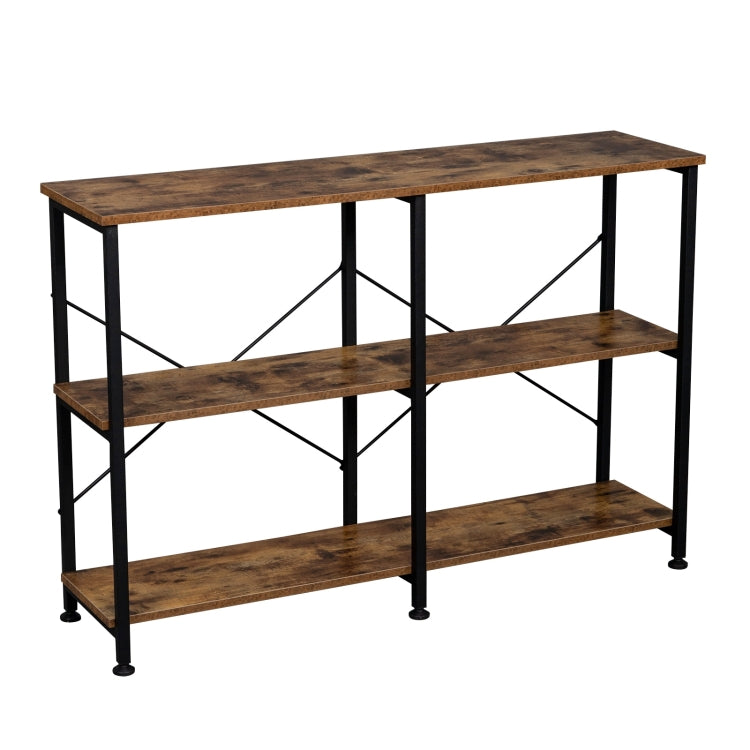 [US Warehouse] Vintage Industrial Style Sofa Table with 3-Tier Storage Shelf, Size: 113x30x76cm