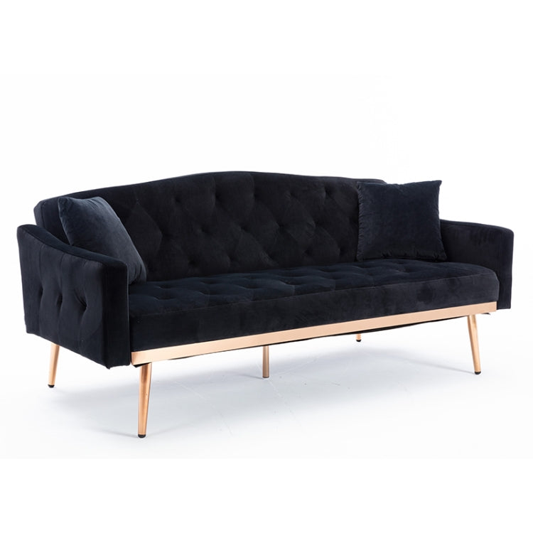 [US Warehouse] Home Velvet Sofa with Stainless Feet & Armrest, Size: 31.89x70.08x33.4 inch