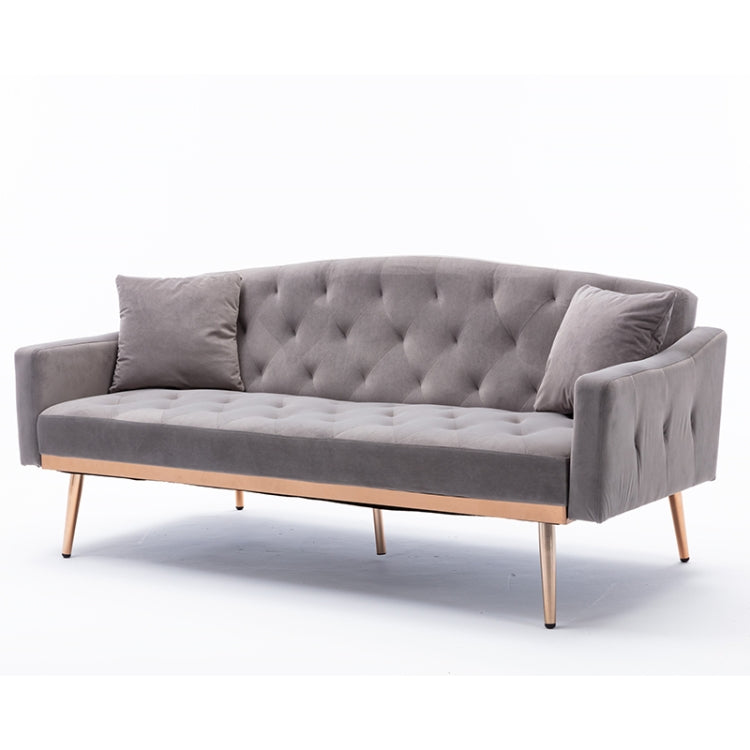 [US Warehouse] Home Velvet Sofa with Stainless Feet & Armrest, Size: 31.89x70.08x33.4 inch