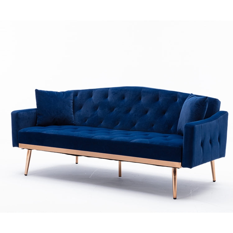 [US Warehouse] Home Velvet Sofa with Stainless Feet & Armrest, Size: 31.89x70.08x33.4 inch