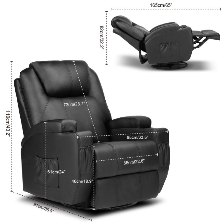 [US Warehouse] Full Body Recliner Chairs Leather Massage Chairs, Size: 35.8x35.8x43.2 inch