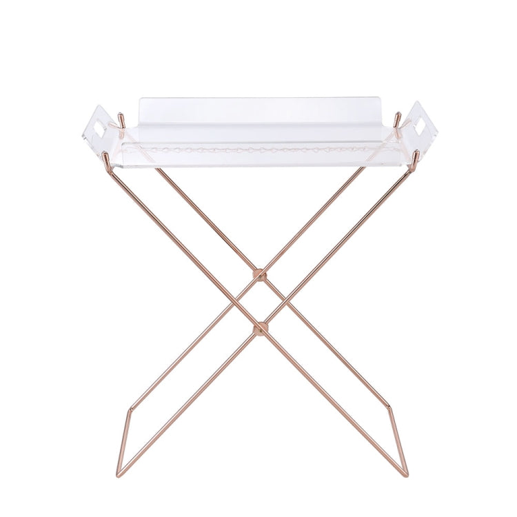 [US Warehouse] Rectangular Transparent Acrylic Tray Table with Copper Cross Legs, Size: 22 x 22 x 16 inch