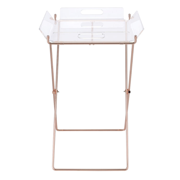 [US Warehouse] Rectangular Transparent Acrylic Tray Table with Copper Cross Legs, Size: 22 x 22 x 16 inch