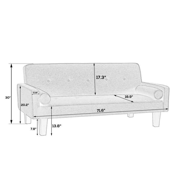 [US Warehouse] Linen Fabric Modern Convertible Sofa Bed with Removable Armrests, Size: 71.65x29.92x30.71 inch